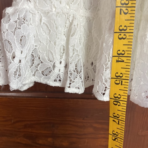 LC Lauren Conrad NWT Fit And Flare Double Ruffle Sleeve White Lace Dress | Sz L - Picture 6 of 7